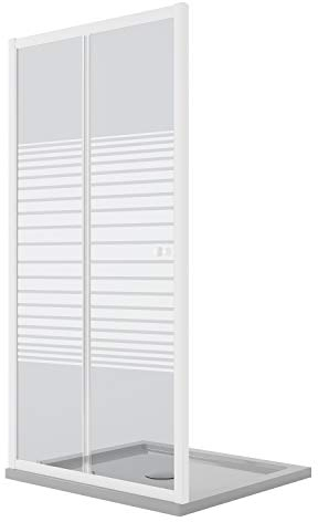 Idralite Puerta de Ducha 140 CM H185 Blanco Vidrio Serigrafado Mod. Blanc