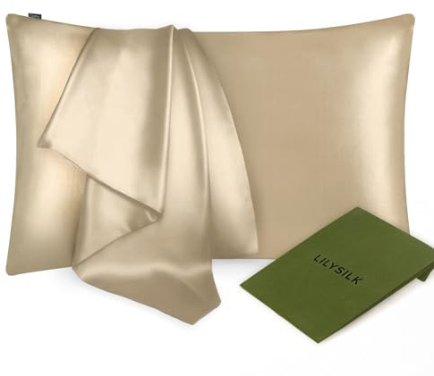 LILYSILK 25 Momme Seide Kopfkissenbezug Kissenbezug Kissenhülle Seidenkissenbezug mit Hotelverschluss 1 Stück aus 100% hochwertigster Maulbeerseide(Hell Kaffee, 40x80cm) Verpackung MEHRWEG