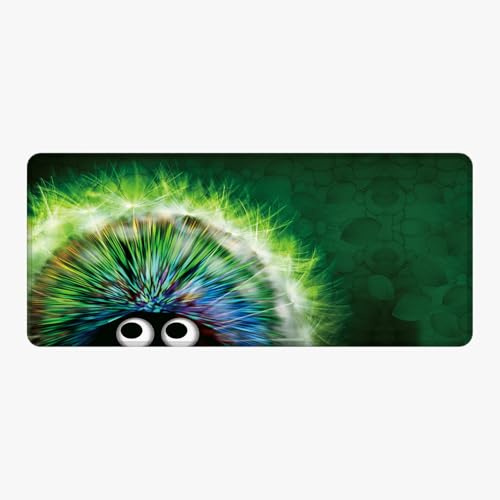 Silent Monsters Mauspad XXL 900 x 400 mm großes Mousepad Igel grün - Vernähter Rand, rutschfest & leise, für Gaming Büro Office Homeoffice - Tastatur - 90 x 40 cm groß Mouse Pad Mat - alle Maus Arten