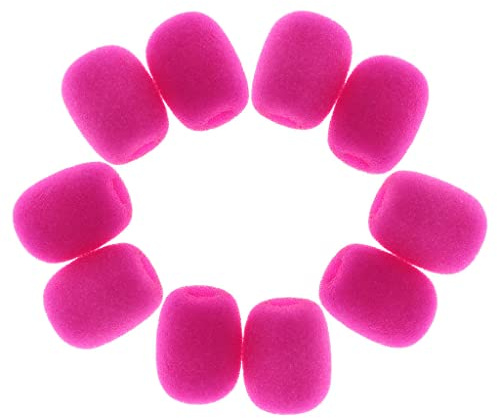 Almencla 10Pcs Lapel Headset Microphone Windscreens Foam Microphone Covers, Mini Size, Fushcia