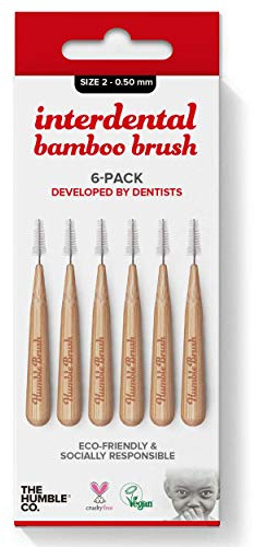 Humble Interdental Brush Bambus- Interdentalbürsten - Size 2-0.50 mm - rot - 4er (4 x 6 Stk)