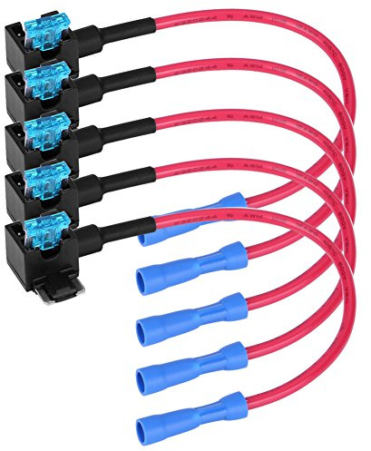 Automatsäkringshållare, Keenso säkringsadapter för bil, säkringshållare med 15 A säkring, 5-pack (Micro Mini)