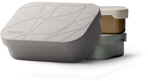 MAMEIDO Brotdose Edelstahl 1200 ml, mit flexiblem Trenner & Silikondeckel, Lunchbox Erwachsene, leichte Vesperbox Kinder, Brotbox Kinder mit Fächern (Taupe Grey)