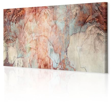 decomonkey Bilder Abstrakt Blumen 120x40 cm 1 Teilig Leinwandbilder Bild auf Leinwand Vlies Wandbild Kunstdruck Wanddeko Wand Wohnzimmer Wanddekoration Deko Modern Rose Pfingstrose