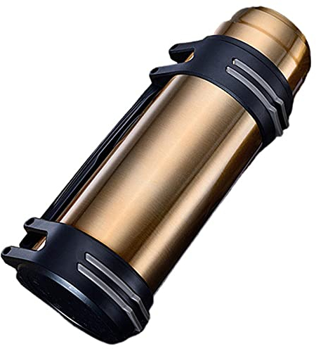 Isolierflasche Thermosflasche,Thermoskanne Edelstahl,Trinkflasche Kaffeekanne Reisebecher Auslaufsicher,Vakuumisolierter Wasserbecher (Gold,2L)