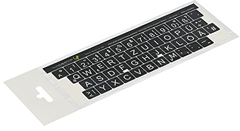 Lacerto® | 15x15mm, extra große Zeichen, deutsche Tastaturaufkleber für Sehbehinderte und Senioren, mit mattem kratzfestem Schutzlaminat, QWERTZ | Farbe: Schwarz/Weiß