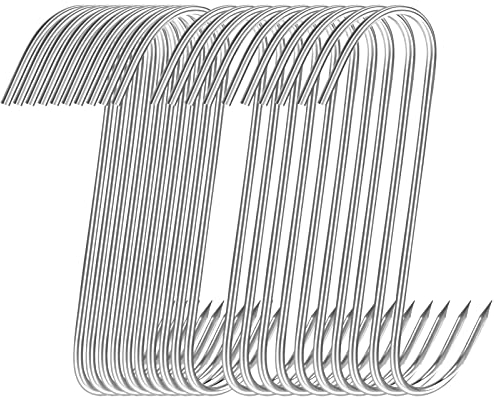 Jewan 15 piezas S Ganchos Acero Inoxidable, 14,7 cm Ganchos en Forma de S, Ganchos para Carne Ganchos Carnicero para Baño, Dormitorio, Oficina, Cocina, Tienda, Procesamiento de Carne