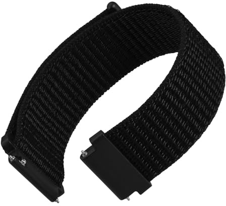 WOCCI Justerbart sportklockarmband i nylon med kardborreband, klockarmband med snabbkoppling för män och kvinnor, bandbredd 18 mm 20 mm 22 mm, svart, 18mm