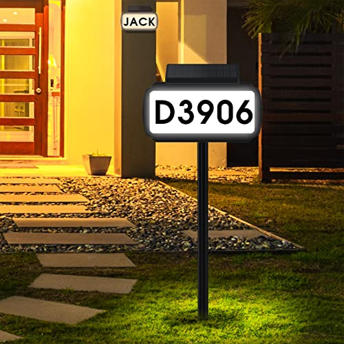 Malitupy Solar House Numbers Address Sign, Tricolor & Brighter Address Plaque for Outside, 2 Installation Modes(Wall/Grassland) with Memory Function, Waterproof LED Lighted Signs for Yard Home Street