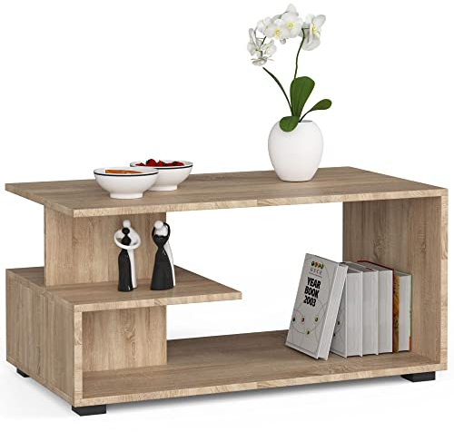 AKORD Couchtisch Holz | Pin 90x45x51cm| Schrank für Wohnzimmer | Schlafzimmer Schrank | Minimalistisch Modernes Design | Laminatplatte 16mm Farbe Sonoma
