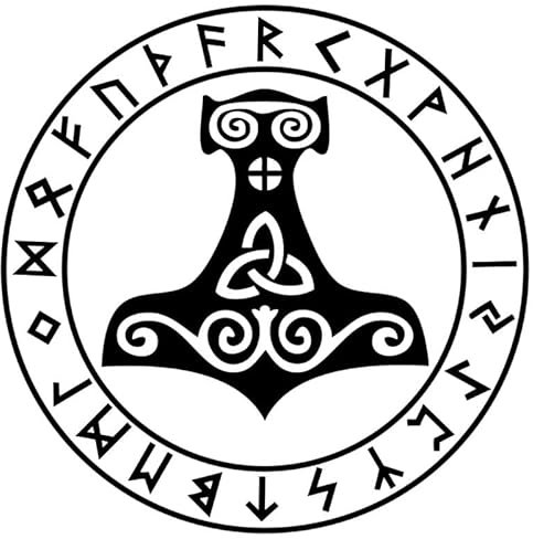 myrockshirt Viking Nordic FUTHARK Mjolnir Hammer 20 cm Aufkleber Sticker Autoaufkleber nordischen Mythologie Wikinger