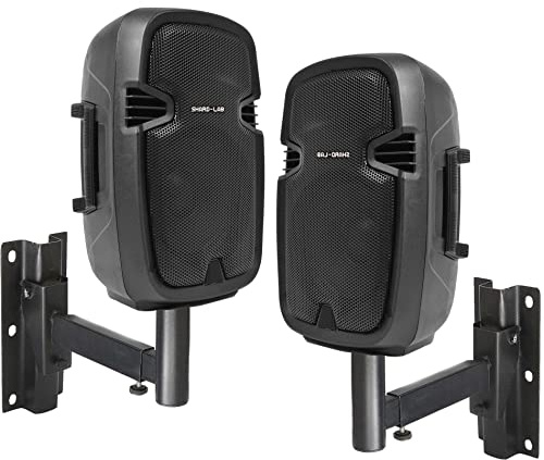 SHARD-LAB COPPIA CASSE AMPLIFICATE DA PARETE MURO PER PALESTRA CON BLUETOOTH 600W 8 + 2 SUPPORTI IN METALLO impianto filodiffusione