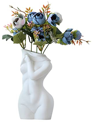 Nizirioo Vase pour le corps féminin : vase à fleurs décoratif moderne et chic en forme de corps humain pour papeterie, pinceaux de maquillage, plantes et fleurs séchées