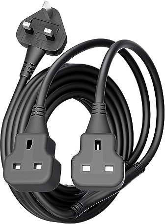 Double Socket Extension Lead Outdoor 5m Power Cable Black Extension Cord Heavy Duty 13 Amp Multi Plug Extension Socket