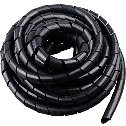 Gaine de câble en Spirale – 6,1 m – Gaine de Gestion de câbles pour câble d'ordinateur, Cordon d'alimentation Audio vidéo (1,27 cm, 6,1 m, Noir)