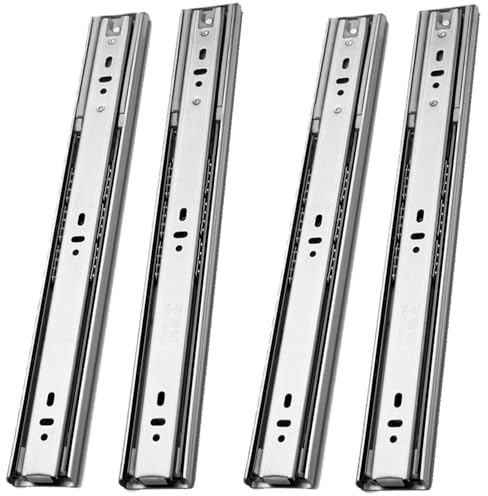 2 paia Guide per Cassetti Soft Close 40cm in Acciaio Inox Estrazione Totale, Cuscinetti a Sfera, Fino a 45kg