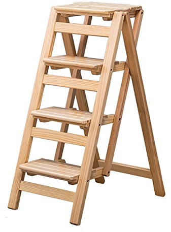 Scaletta portatile pieghevole a 3 gradini, porta fiori per interni multifunzionale in legno Sgabello per cucina Bagno Porta fiori per esterni per interni Supporto per piante