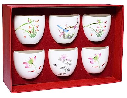 MAOCI - 6er Set Japan Design Teeschalen Weiss Porzellan 80ml