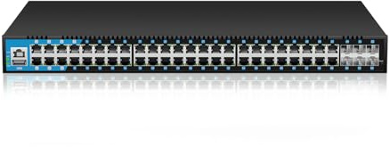 keepLiNK Smart Switch 48 Ports Ethernet Gigabit PoE - Manageable, 48 X PoE+ à 400W, 6 X 10Gbit SFP Slots, Bureau/Rack, Matériau Robuste