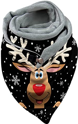 DeaAmyGline Weihnachtsschal Dreieckstuch Damen Schal mit Knopf, Dreiecksschal Elegant Klassischer Winter Dreieck Schals Weihnachten Warme Winterschal Damenschal Halstuch Wickelschal