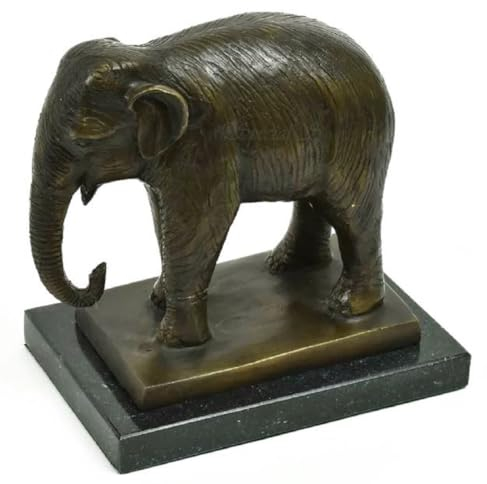 Casa Padrino Luxus Bronze Deko Skulptur Elefant Antik Bronze/Schwarz 20 x 10 x H. 19 cm - Bronze Figur mit Marmorsockel - Deko Figur - Schreibtisch Deko - Deko Accessoires