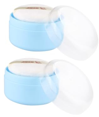 ifundom 2satz Leerer Körperpuderbehälter Mit Wattepuff Und Sieb Abwaschbarer Makeup Powder Puff Tragbar Für Reisepflege Weiche Puderquaste Für Schonendes Abstauben Verschließbar Und Wieder