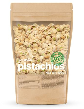GymBeam Pistacchi Non Salati 500g, Pistacchi Salati, Pistacchi Verdi Crudi, Fonte di Grassi e Proteine Sani, Supportano i Livelli Ottimali di Colesterolo, Versione Cruda non Tostata