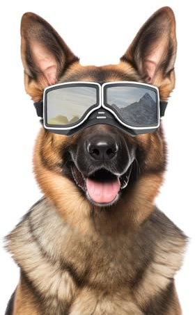 NAMSAN Dog Sunglasses Medium Large Breed Dog Goggles UV Protection Motorcycle Dog Eye Protective Windproof Anti-Dust Snowproof, Soft Frame, Elastic Straps, Black, (Large)Aluminum Lens