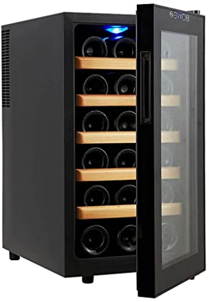 Suuim Refroidisseur à vin électronique 18 Bouteilles, réfrigérateur à vin à température constante, Bar à Glace Domestique, Porte en Verre trempé, Cave à vin indépendante (Noir 34 *