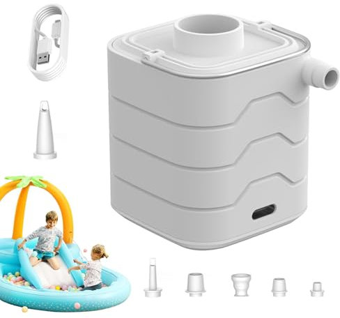 Pool Float Pump, Aufblasbare Bettpumpe, Vakuum Aufbewahrungstasche Pumpe, Aufblasbare Bettpumpen mit Led Camping Licht und 6 Düsen, Kleine Luftpumpen für Luftmatratze, Pool Float, Vakuum