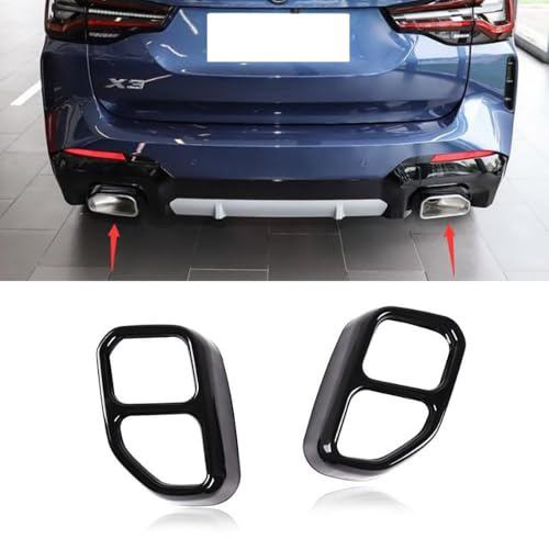 Uklal 1 Pair Car ABS End Pipes, For BMW X3 2022 Strong and Sturdy Auto Tailpipes Silence Cover Exhaust Pipe Trims
