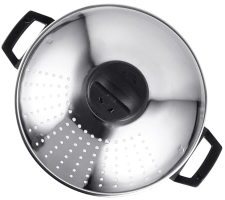 Pentola per Pasta Coperchio Scolante, Acciaio Inox Argento | Pentole per Induzione, Design Fibbia Anti-caduta Coperchio, Leggera e Portatile