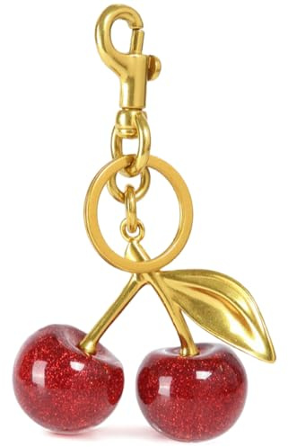 Glamifyr Schlüsselanhänger Kirsche Taschenanhänger, Taschen Anhänger Cherry Charm bag Accessories, Handtaschen Anhänger Kirschen Anhänger Modischer