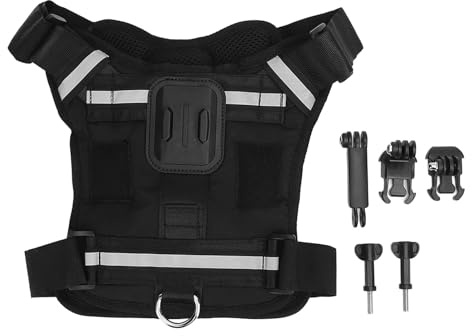 Dog Harness Mount for Action Camera Nylon Chest and Back Fixation Pet Harness Camera Mount Vest for Large Medium and Small Dogs