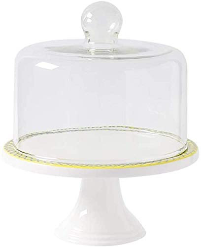 /10 Cake Display Stand, Transparent Glass Dome Bread Cheese Preservation Cover Fruit Sandwich Tray Ceramic Plate