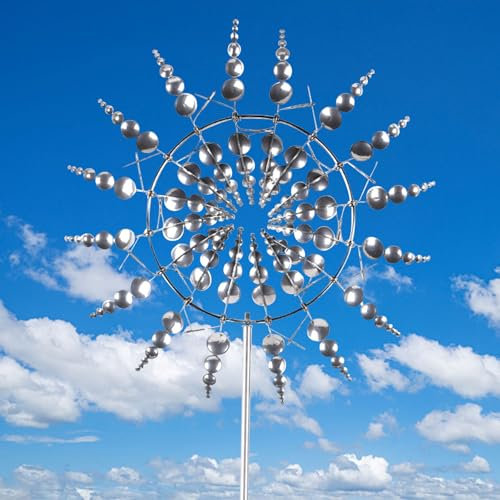 Molino Viento Metal Único carillones de Viento de jardín, carillones de Viento mágicos, carillones de Viento de Metal ,3D Acero Inoxidable Molino Giratorio único de Jardín para Patio, Césped, Decoraci