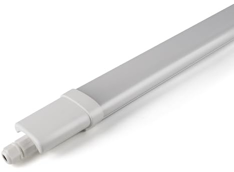 Bright Source Integrated LED Single Slimline IP65 Waterproof Luminaire Batten Fitting, 4ft (1218.5mm), 18W, 1800lm, 4000K Cool White, Polycarbonate, Easy Installation