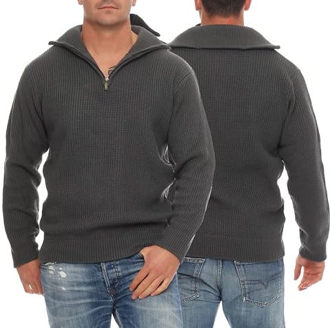 Good Deal Market Pull de travail en laine vierge noir, bleu marine, anthracite, olive – Hamburger Troyer – Pull en tricot, pull marin, islandais, tailles 46 à 70, Olive, 54