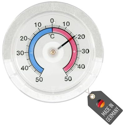 Lantelme Fensterthermometer Selbstklebend Temperaturanzeige + - 50°C Analog | Kunststoff Rund 7,5cm Transparent | Thermometer Außen am Fenster Fensterrahmen Fensterscheibe zum ankleben (Rund)