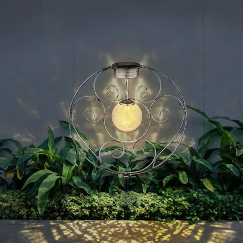 GLOBO Solarleuchte Garten Kreis Kugel Solarlampe Außen Außenleuchte Gartenstecker Solar Retro 36616