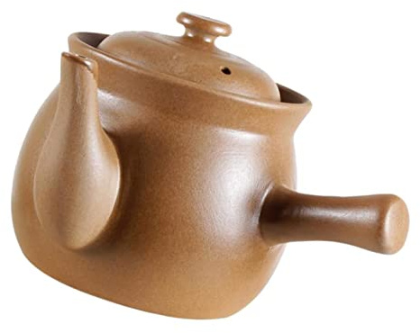 Ceramic stew Pot Chinese Pot Ceramic Casserole Pot 2. 7L Porcelain Boil Pan Medcine Cooker Pot for Chinese Soup y Meal Brown