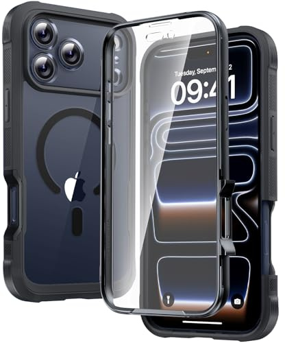 Diaclara Magnetic for iPhone 17 Pro Case 6.3-Inch, Fit for MagSafe, Full Body Bumper Case with Built-in Touch Sensitive Anti-Scratch Screen Protector, [Full Camera Protection] Phone Cover (Black)