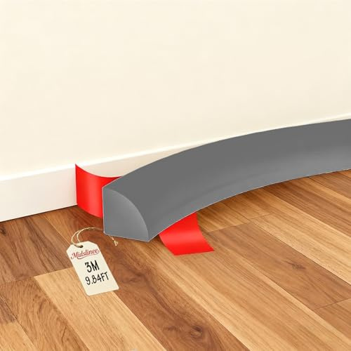 Midslinee 3M Grau Silikon Zierleisten Sockelleiste Deckenleisten, Selbstklebend Weichsockelleiste, Abschlussleiste Küchenarbeitsplatte, Flexibel Leisten für Bad Küche Wohnzimmer