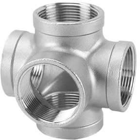 Adaptador de tubería de 5 vías de acero inoxidable 304 (1/4, 3/8, 1/2, 3/4, 1, 1-1/4, 1-1/2, 2), rosca macho hembra, DN8/10/15/20/25/40/50(Female,1)