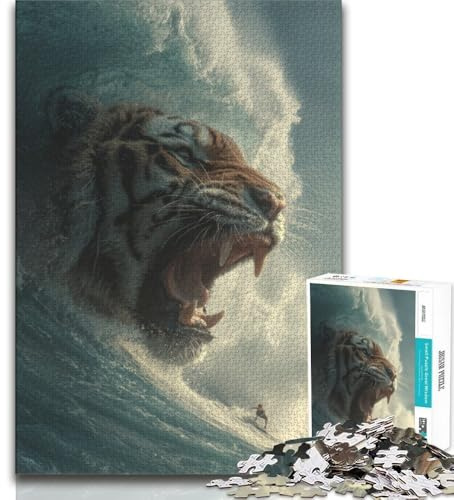 1000-teiliges Puzzle für Erwachsene und Jugendliche Tiertiger-Puzzles für Teenager Quizspiel Wanddekoration einzigartige Geburtstags 75x50cm