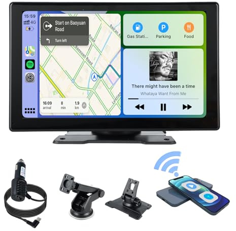 Wireless Carplay Display Android Auto Apple CarPlay Kompatibel, BT Freisprecheinrichtung, Spiegelung Mirror Link, GPS Navigation Echtzeit, Plug-and-Play Einbau, Für Auto LKW SUV Oldtimer 9 Zoll