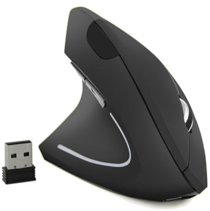 Left Handed Mouse, Ergonomic 2.4GHz Vertical Optical Rechargeable Wireless Mouse with USB Receiver Adjustable DPI (800/1200/1600) for PC Computer Laptop Macbooks Specially for Left-handers(Black)