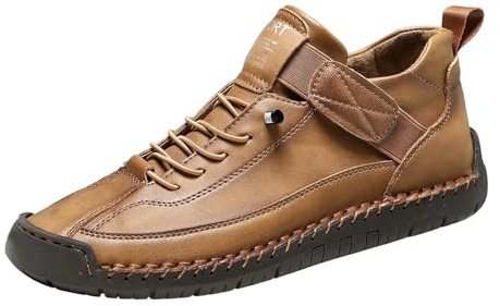 Halvskor dam läder blå – inomhusskor dam 42 rosa sneakers bekväma halkfria promenadskor fritid andningsbara sneakers lätta fritidsskor, BRUN, 48 EU