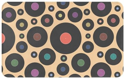 Door Mat Music Dj Vinyl Retro Disk Phonograph Record Acoustic Album Sound Flannel Mat Rug Washable Plush Welcome Doormat, For Shower, Entry, Indoor & Outdoor, Garage, Bedroom, 40x60cm