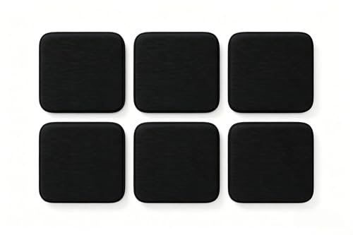 RACE LEAF 6er-Set Sitzkissen 40,5 x 40,5 cm Memory Foam Sitzauflagen, Wasserdicht, rutschfest, Dicke Stuhlkissen für Esszimmerstuhl, Bürostuhl, Gartenstuhl, Schwarz
